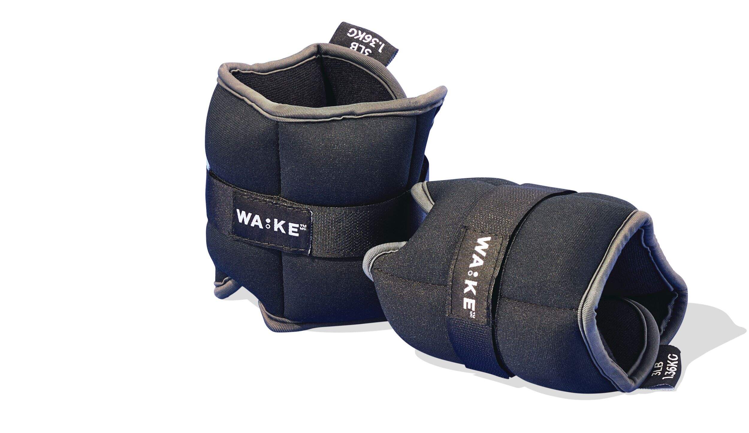 WA:KE Athletic Wrist/Ankle Weight Set, Black, 3-lb, 2-pc Front_Angled_Left