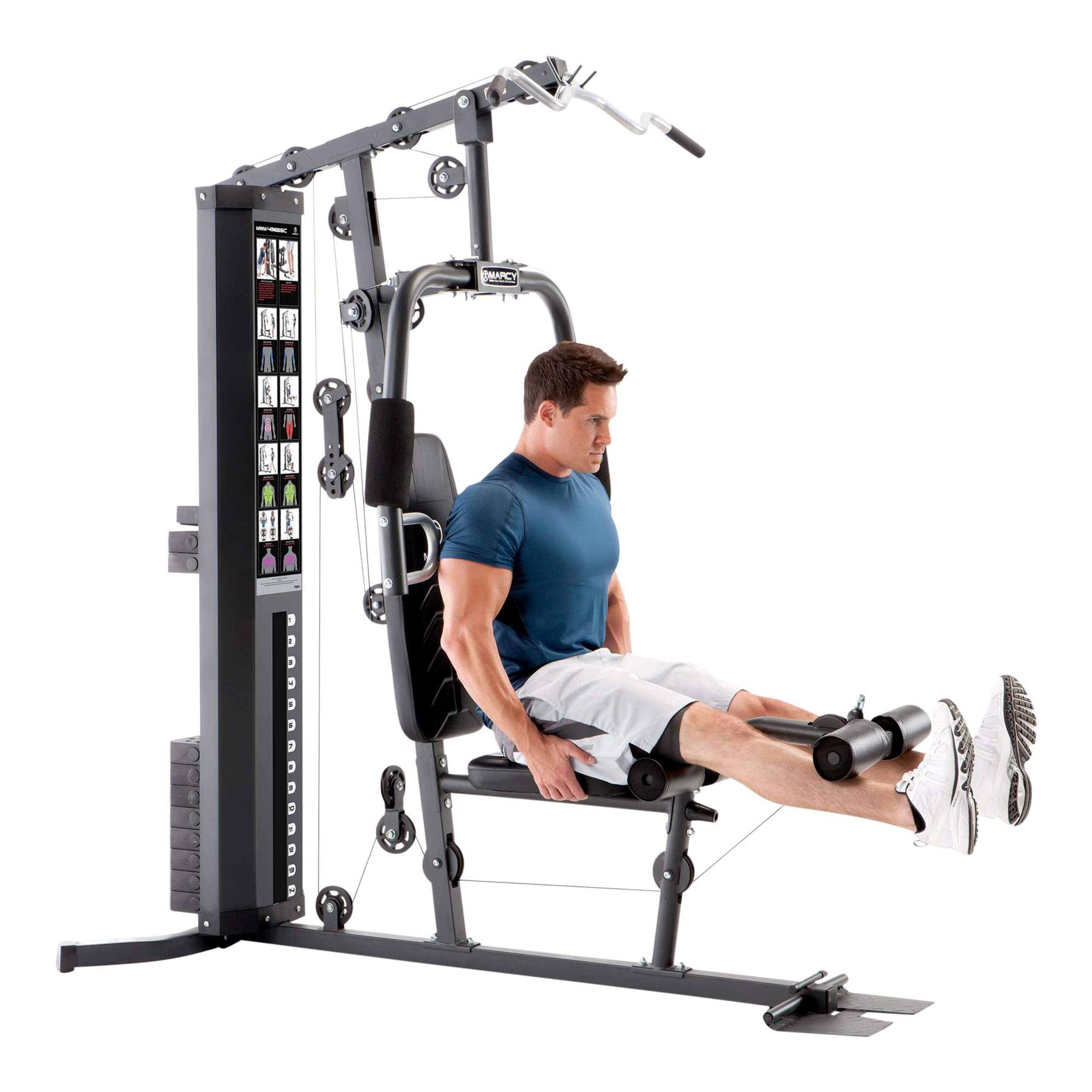 Système d'entraînement multifonctionnel avec poids à charge guidée pour la maison Marcy MWM-4965SC, 150 lb, entraînement complet du corps Front_Angled_Right