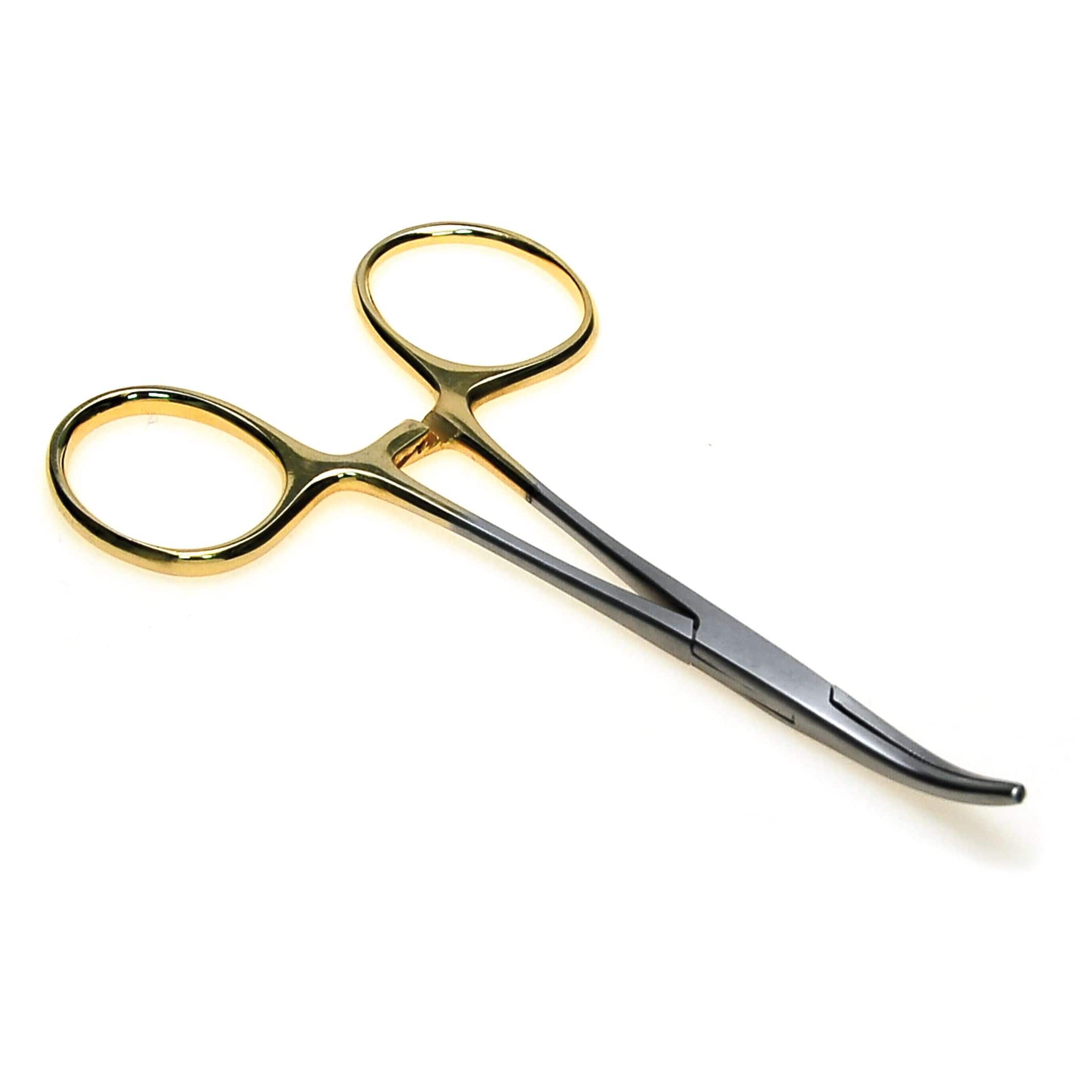 SuperFly Stainless Steel Curved Forceps, 6-in, Gold