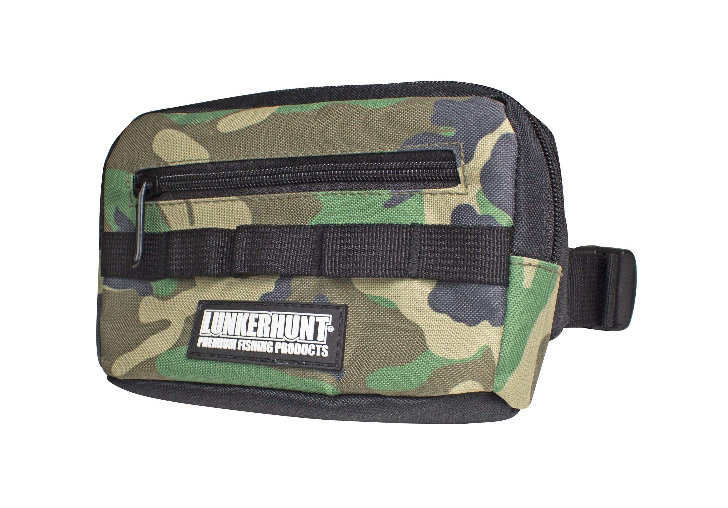Lunkerhunt Waist Fishing Tackle Bag with Utility Tray Front_Three_Fourths_Angled_Left