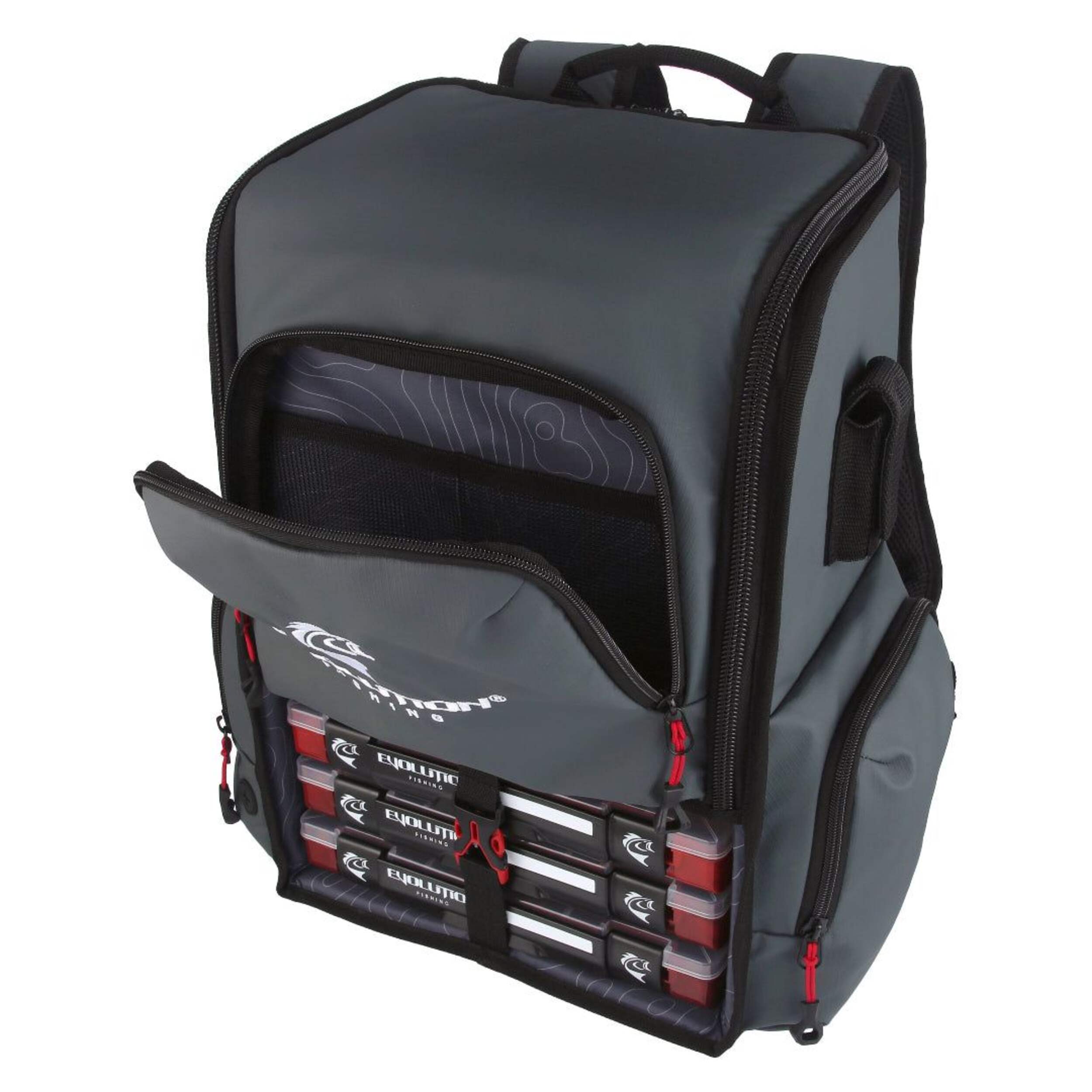 Evolution Outdoors Largemouth Backpack Tackle Bag, 3700, Grey Front_Three_Fourths_Angled_Left