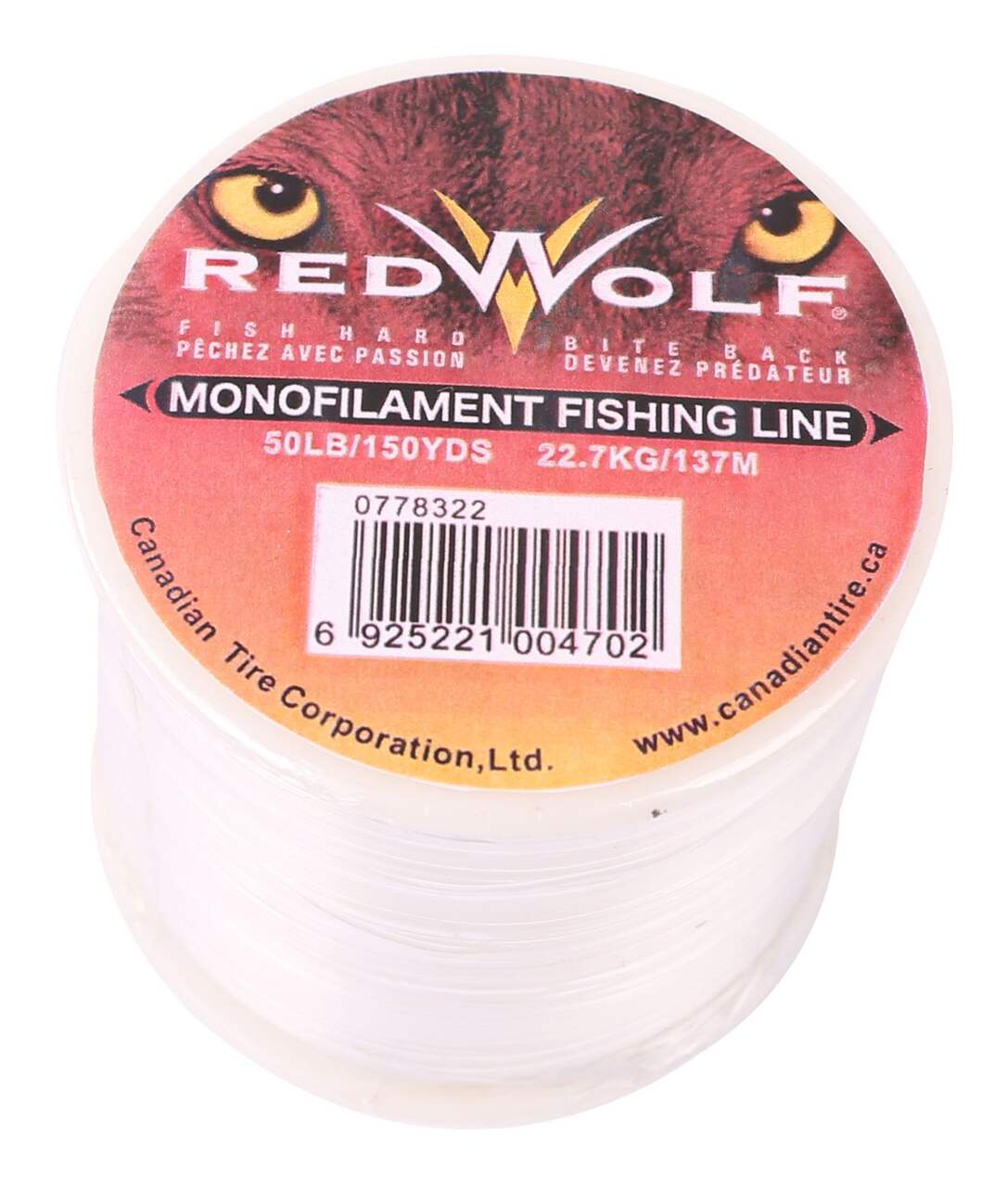 Red Wolf Monofilament Fishing Line, Clear, 800-yd