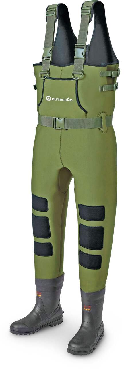 Outbound Adult Neoprene Bootfoot Chest Wader, Green