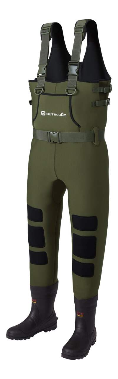Outbound Adult Neoprene Bootfoot Chest Wader, Green