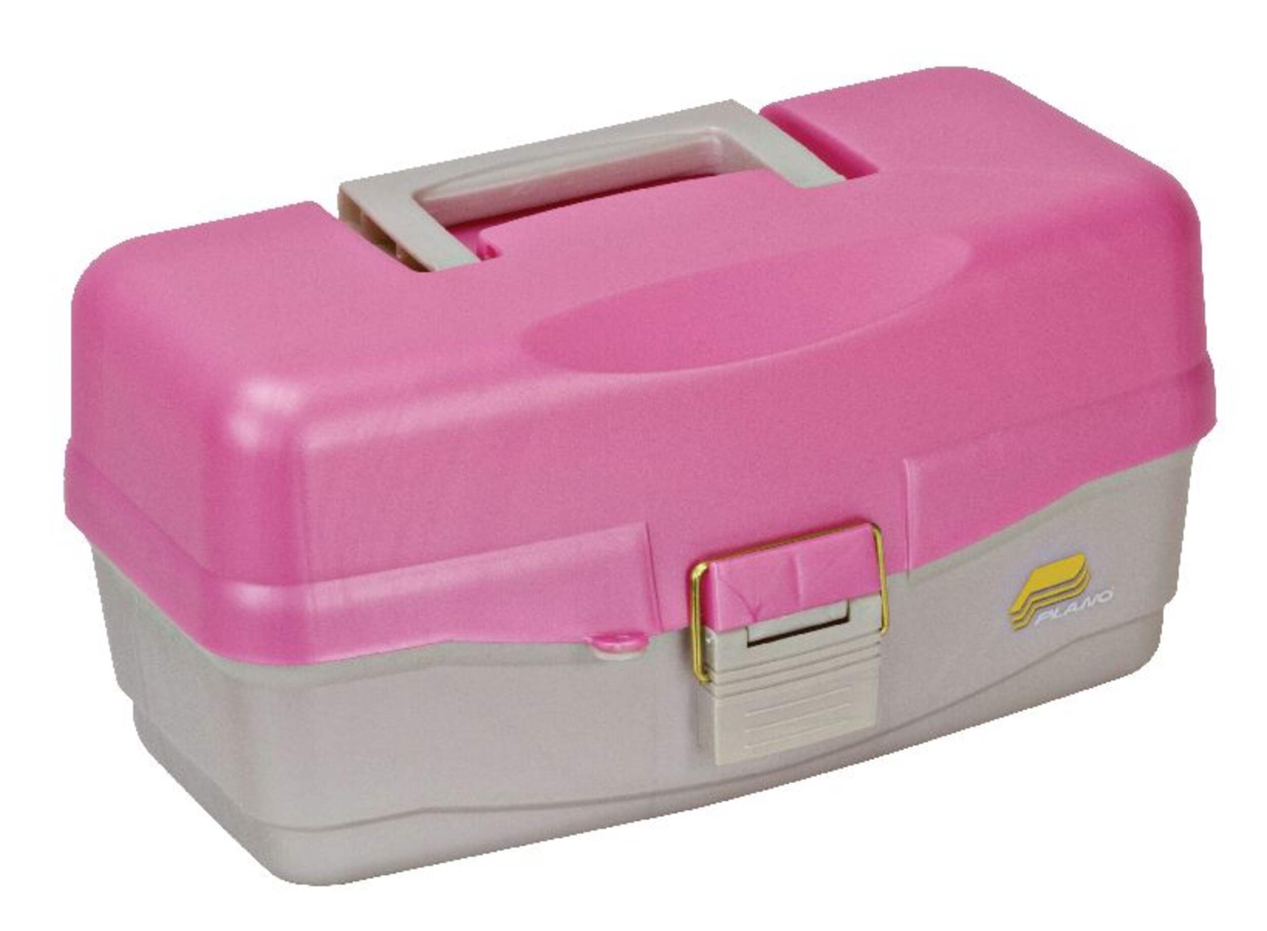Plano Pink Hard Tackle Box, 3-tray Front_Angled_Right