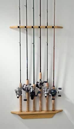 Fishing rod storage from cheep plastic shoe holder. Cut out to