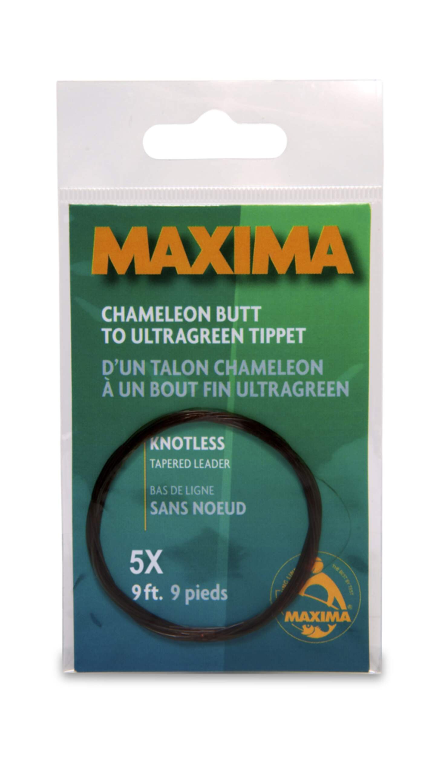 Avançon profilé sans noeud Maxima, 4,5 lb, 9 pi Front_Flat