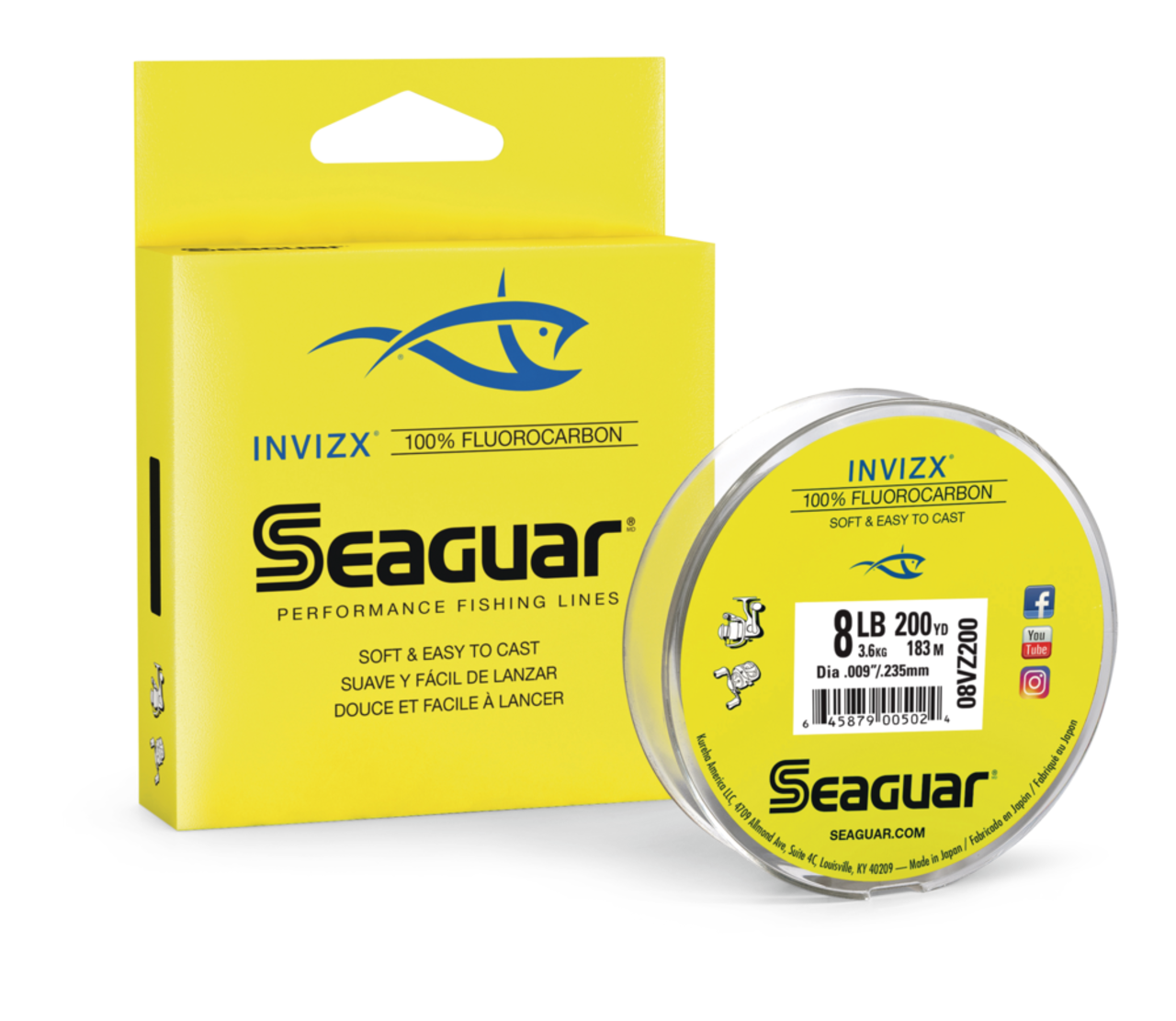Seaguar InvizX Fluorocarbon Fishing Line, Clear