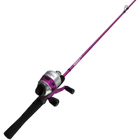 Zebco 33 Ladies Spincast Fishing Rod and Reel Combo, Medium, Pre-Spooled, Anti-Reverse, 6-ft, 3-pc Back_Angled_Right