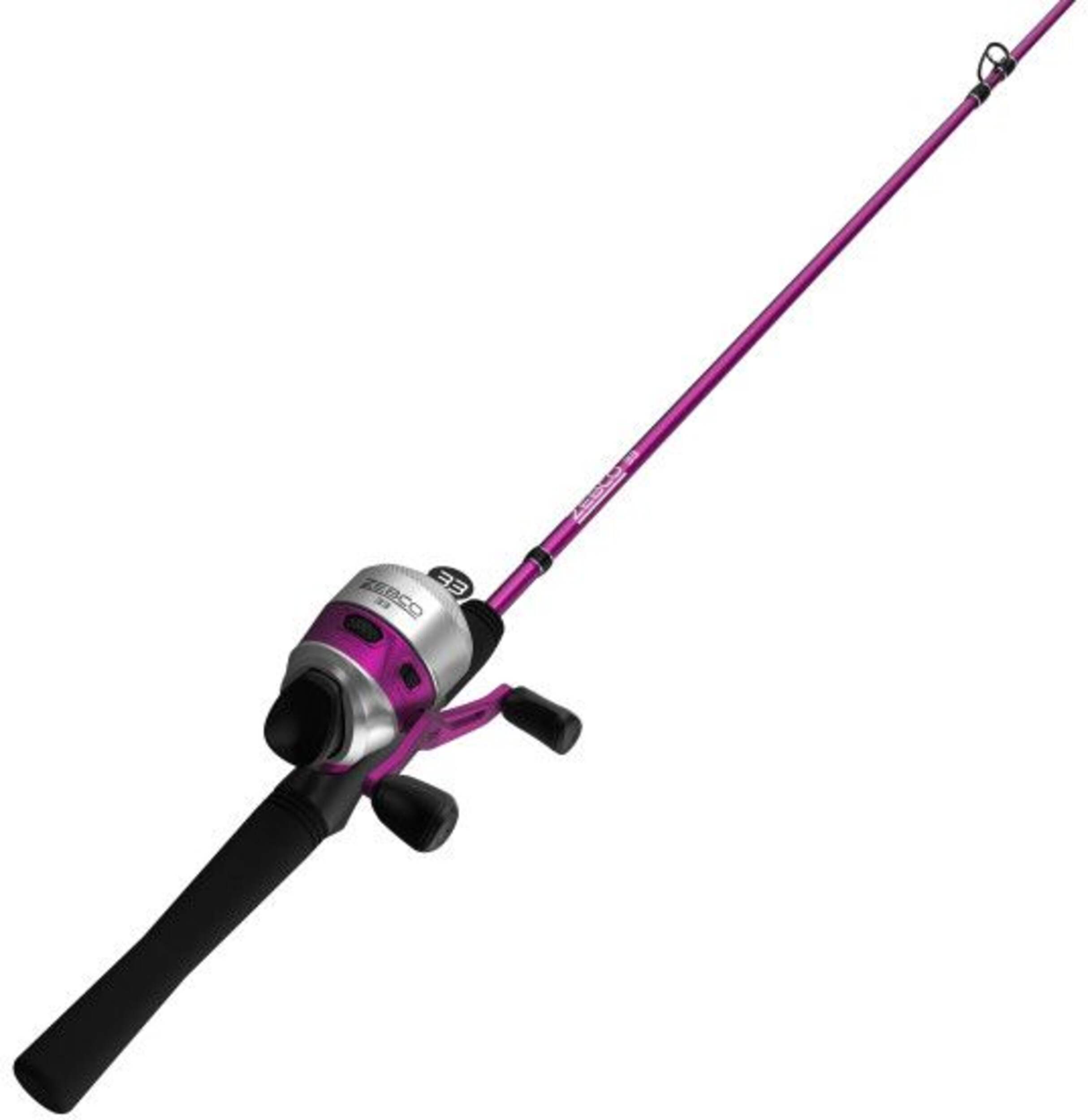 Zebco 33 Ladies Spincast Fishing Rod and Reel Combo, Medium, Pre-Spooled, Anti-Reverse, 6-ft, 3-pc Back_Angled_Right