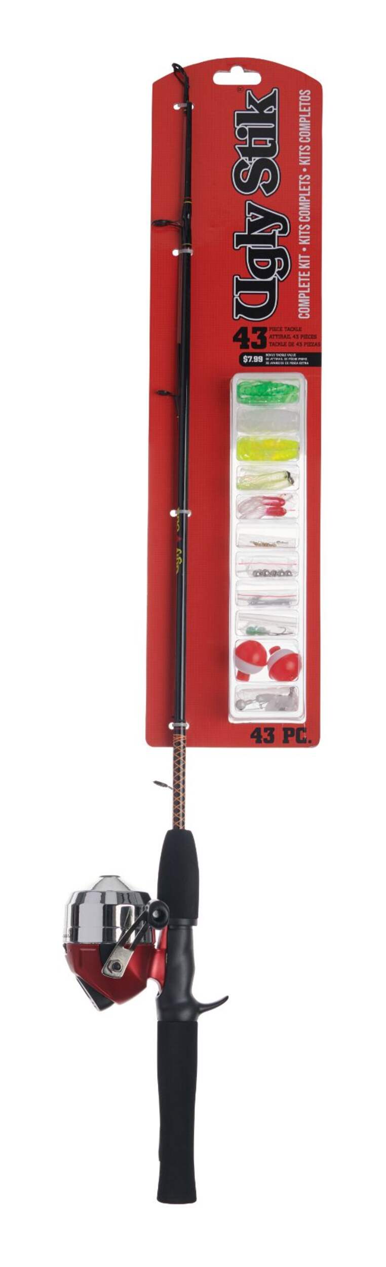 Ugly Stik Complete Spincast & Spinning Fishing Rod and Reel Combo, Pre-Spooled, Light, Anti-Reverse, 5-ft, 2-pc Front_Flat