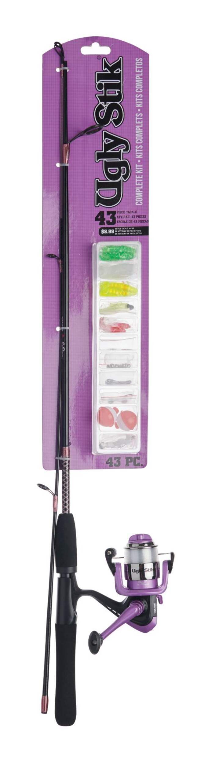 Ugly Stik Ladies Spinning Fishing Rod and Reel Combo, Pre-Spooled, Light, Anti-Reverse, 5-ft, 2-pc Front_Flat