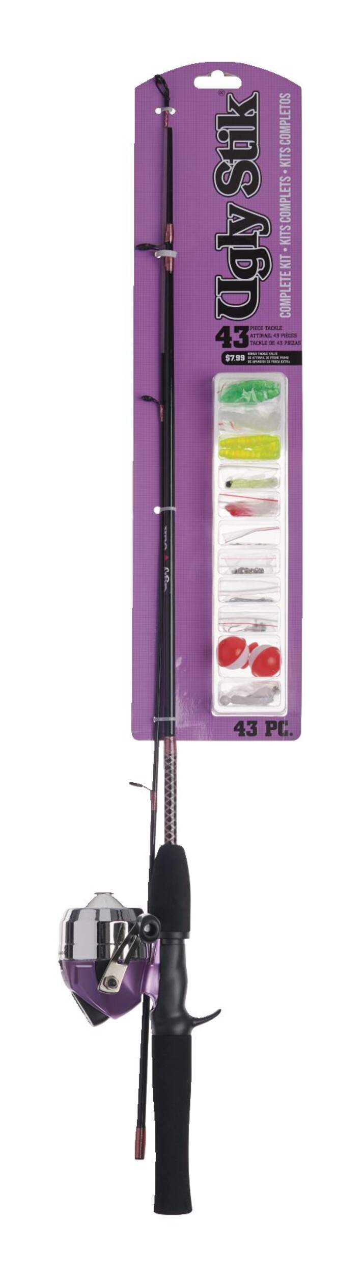 Ugly Stik Ladies Spincast &  Spinning Fishing Rod and Reel Combo, Pre-Spooled, Light, Anti-Reverse, 5-ft, 2-pc Front_Flat
