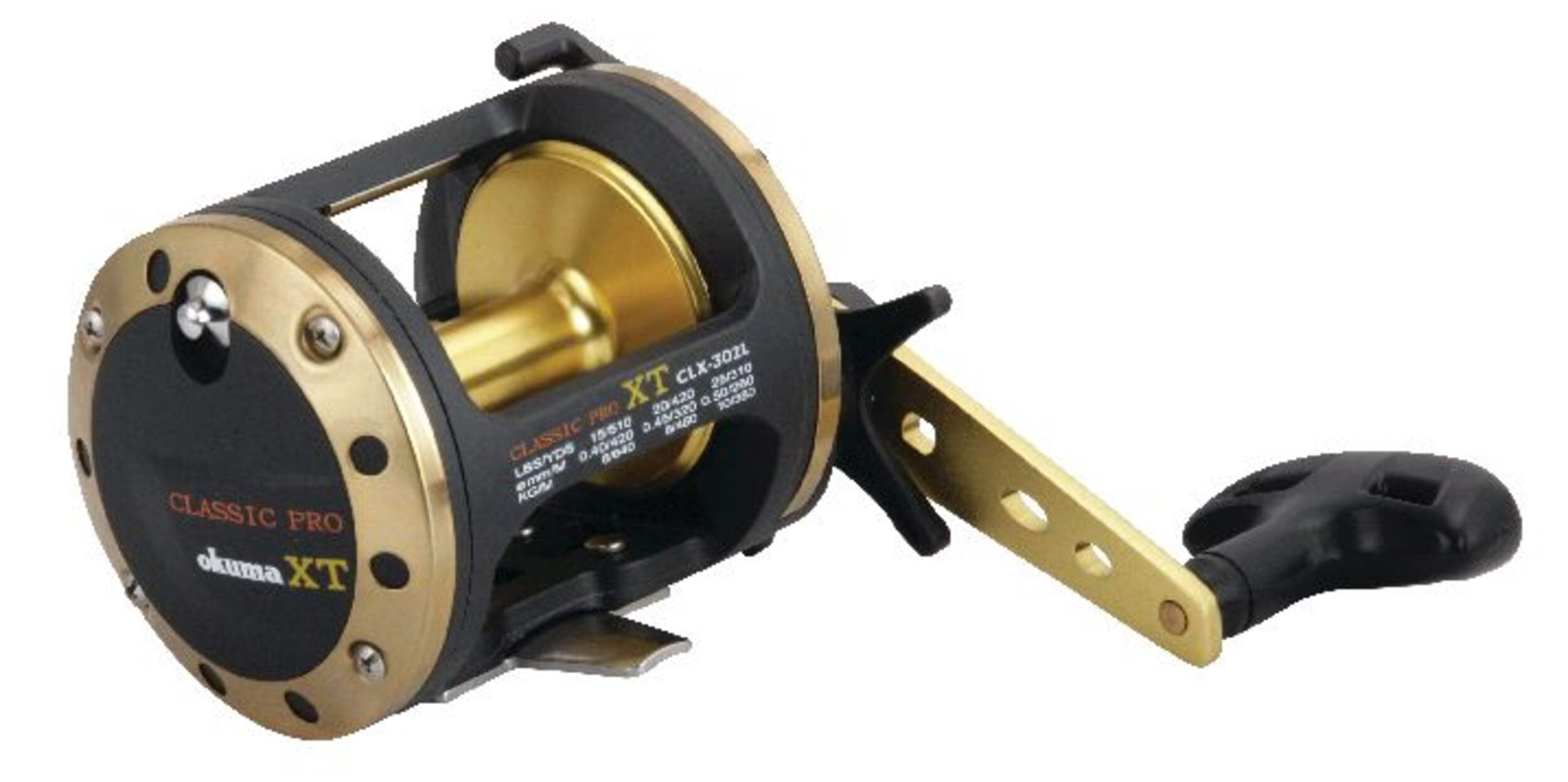 Moulinet de pêche à la traîne Okuma Classic Pro XP-302L, 30 Front_Angled_Right