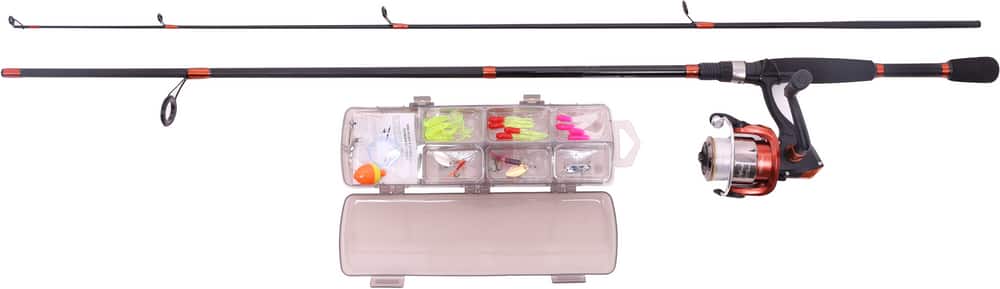 Red Trout Spinning Fishing Rod Reel Combo with Tackle Pre-Spooled, Medium, 6.6-ft, 3-pc | Canadian Tire