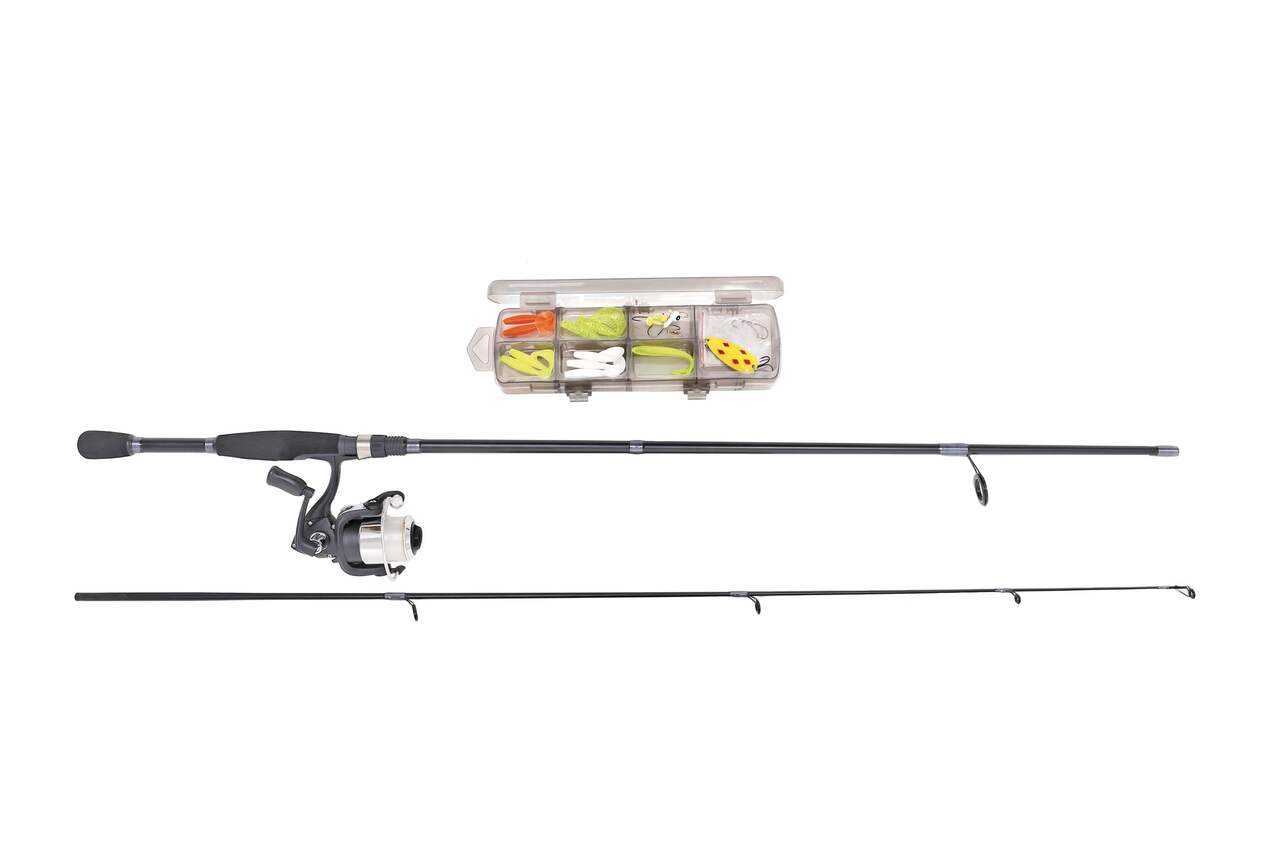 Shakespeare Outcast Spinning Fishing Rod and Reel Combo, Pre-Spooled,  Medium, Assorted Sizes, 2-pc