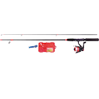 Red Wolf Bass Spinning Fishing Rod and Reel Combo with Tackle Kit,  Pre-Spooled, Medium, 6.6-ft, 3-pc