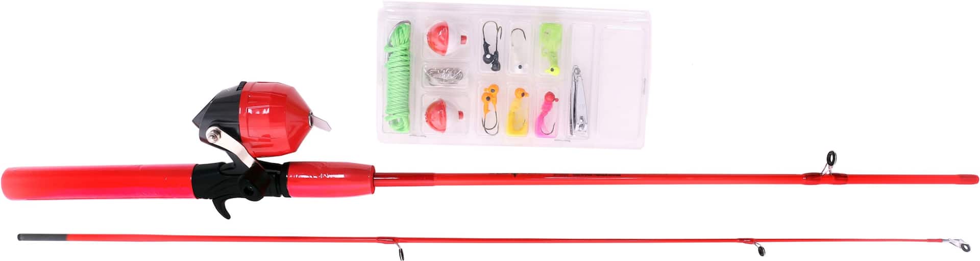 Red Wolf Flatboard Kids Spincast Fishing Reel and Rod Combo, Pre