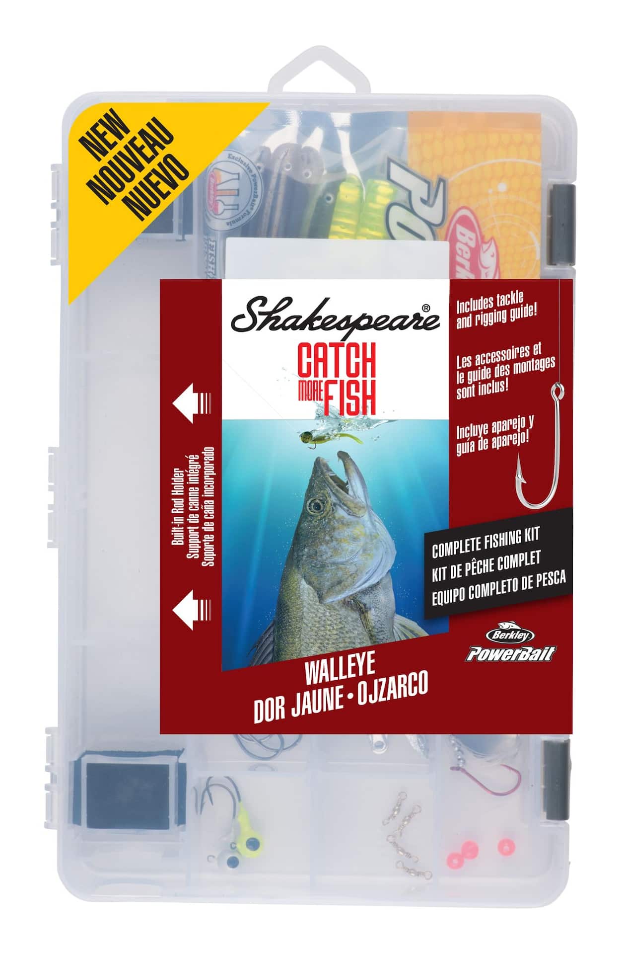 Shakespeare Catch More Fishing Tackle Box Kits, Walleye