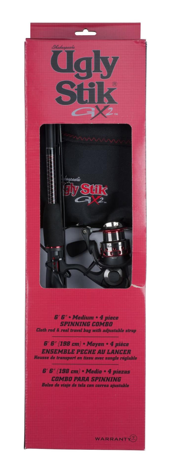 Ugly Stik GX2 Travel Spinning Fishing Rod and Reel Combo, Medium, 6.6-ft, 4- pc