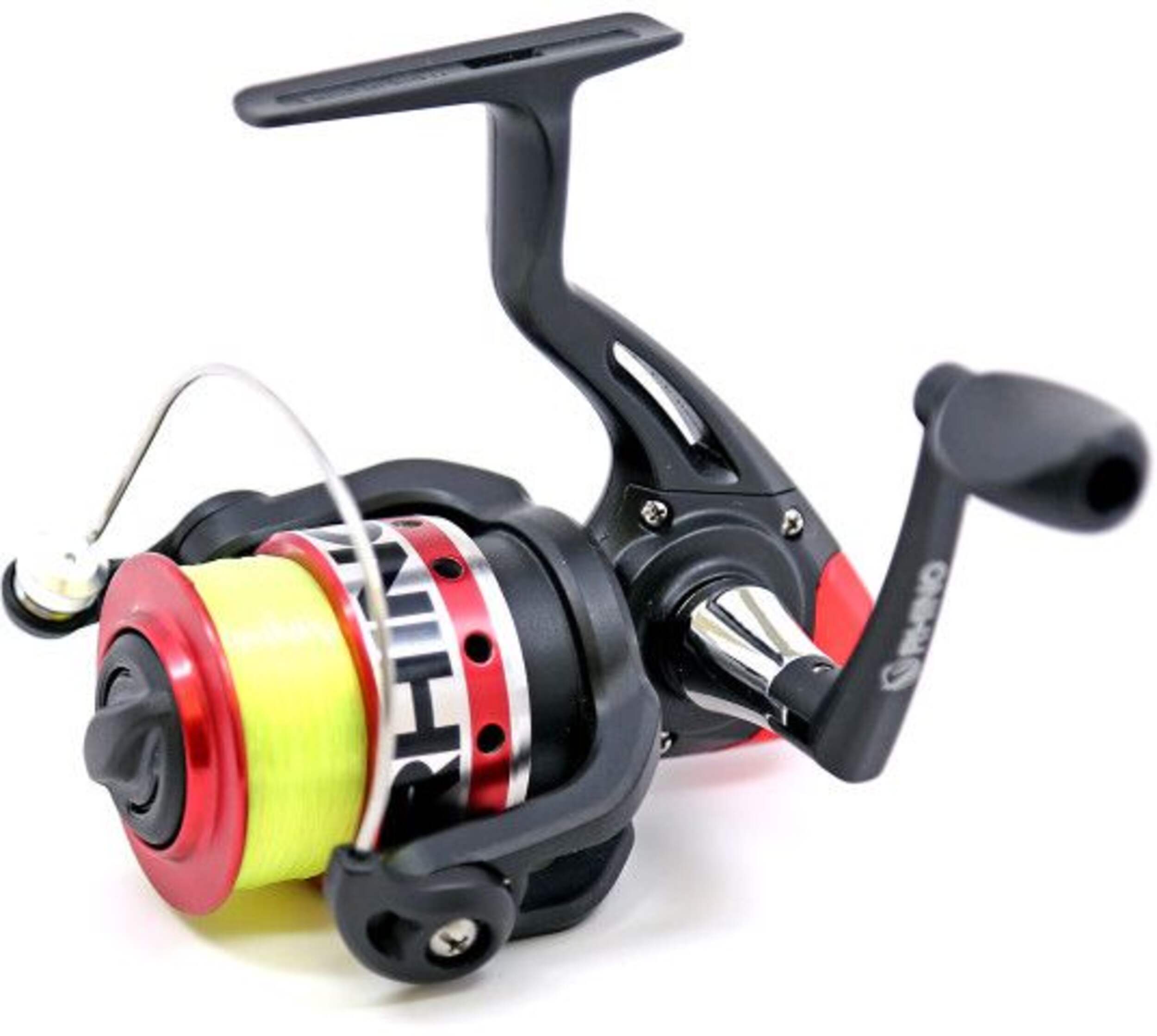 Zebco Rhino Spinning Fishing Reel, Pre-Spooled, Anti-Reverse, Reversible Front_Angled_Left