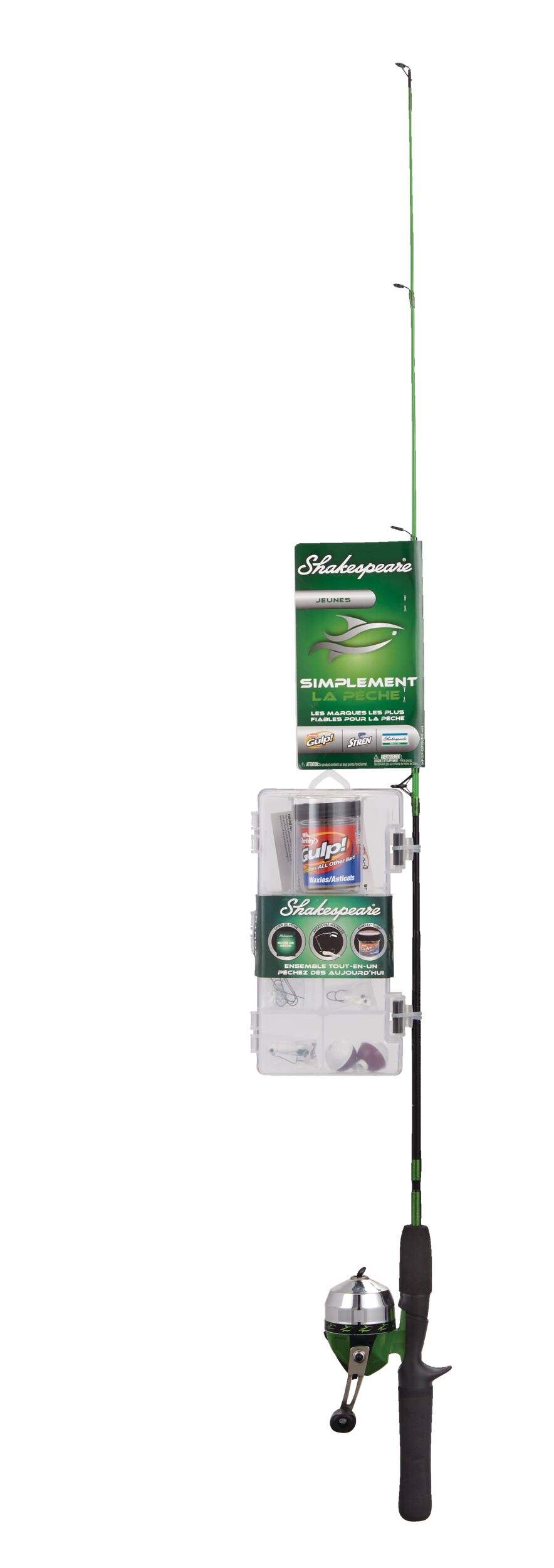 Canne et moulinet à lancer moyen Simply Fishing pour jeunes avec trousse de pêche, préembobiné, léger, 3,8 pi Front_Flat