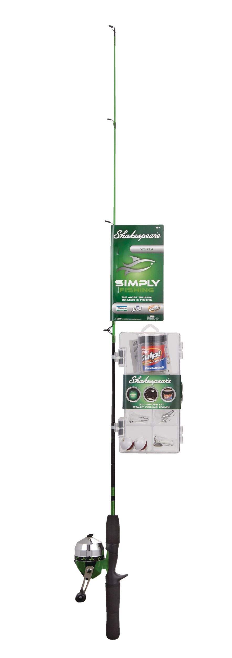 Simply Fishing Youth Spincast Fishing Rod and Reel Combo with Tackle Kit, Pre-Spooled, Light, 3.8-ft Front_Flat