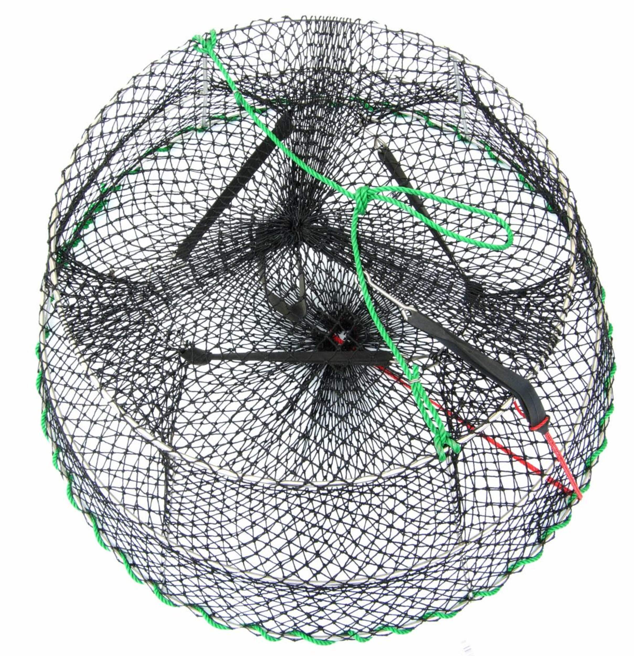 Casier à crevettes rond de luxe en acier inoxydable Sea King, pliable/empilable, 32 po Overhead_Plunge