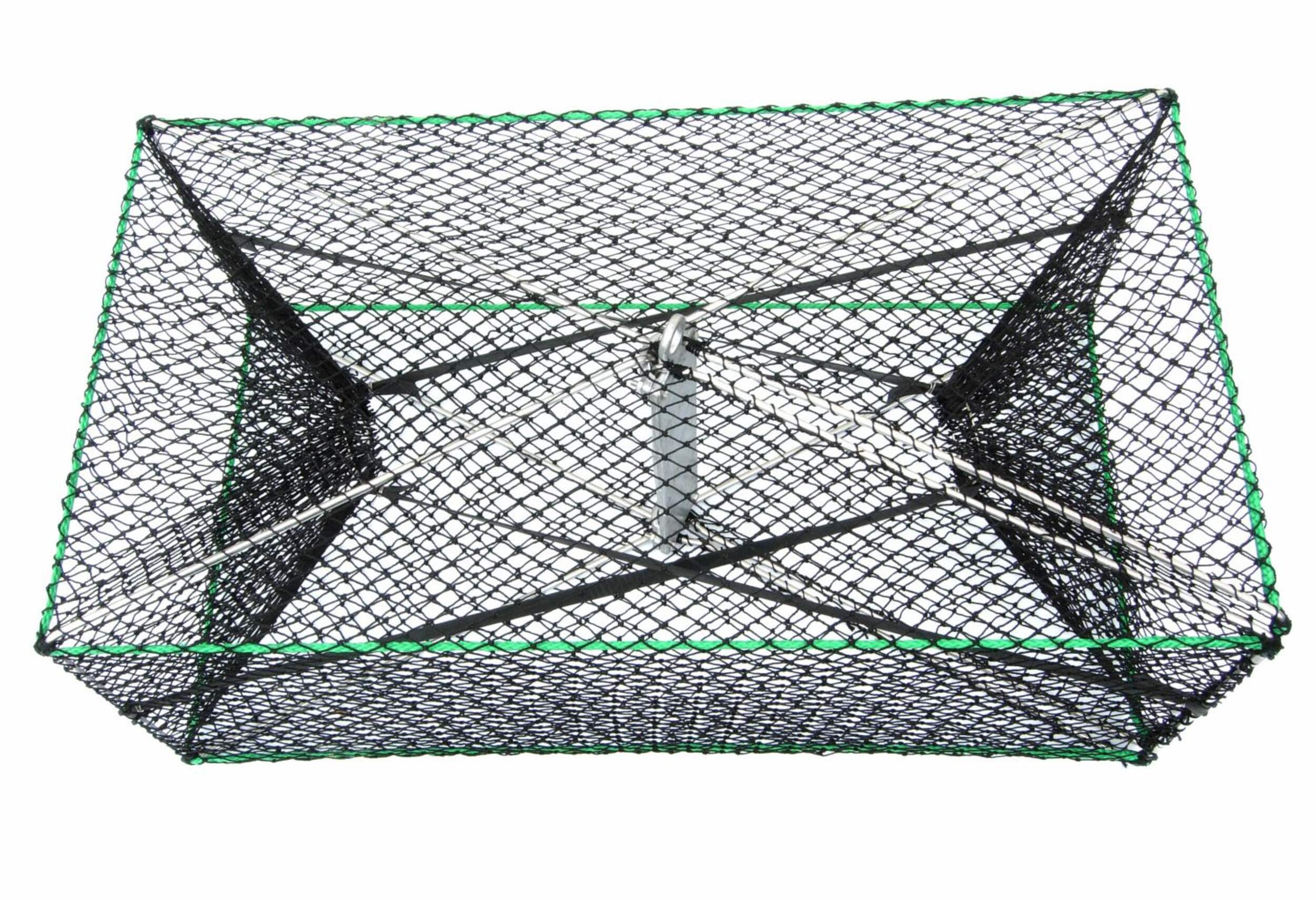 Sea King Stainless Steel Folding Prawn Trap, Collapsible with 3 Openings Overhead_Plunge