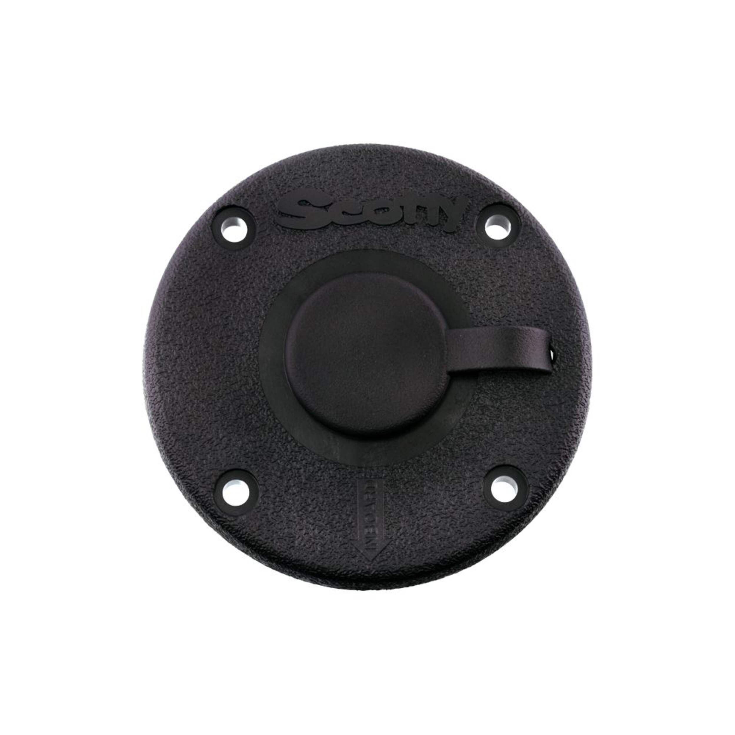 Scotty #344 Round Flush Deck Mounting Bracket with Rain Cap Overhead_Flat