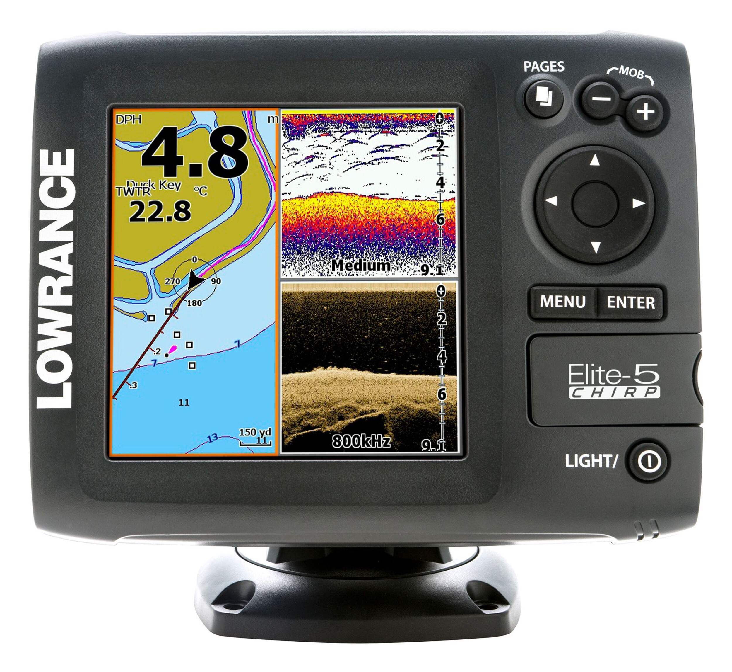 Lowrance Elite 5 Chirp Basemap 83/455 Fish Finder Front_Flat