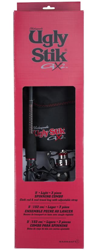 Shakespeare Ugly Stik Gx2 Travel Spinning Fishing Rod and Reel Combo, Light, Anti-Reverse, 5-ft ...