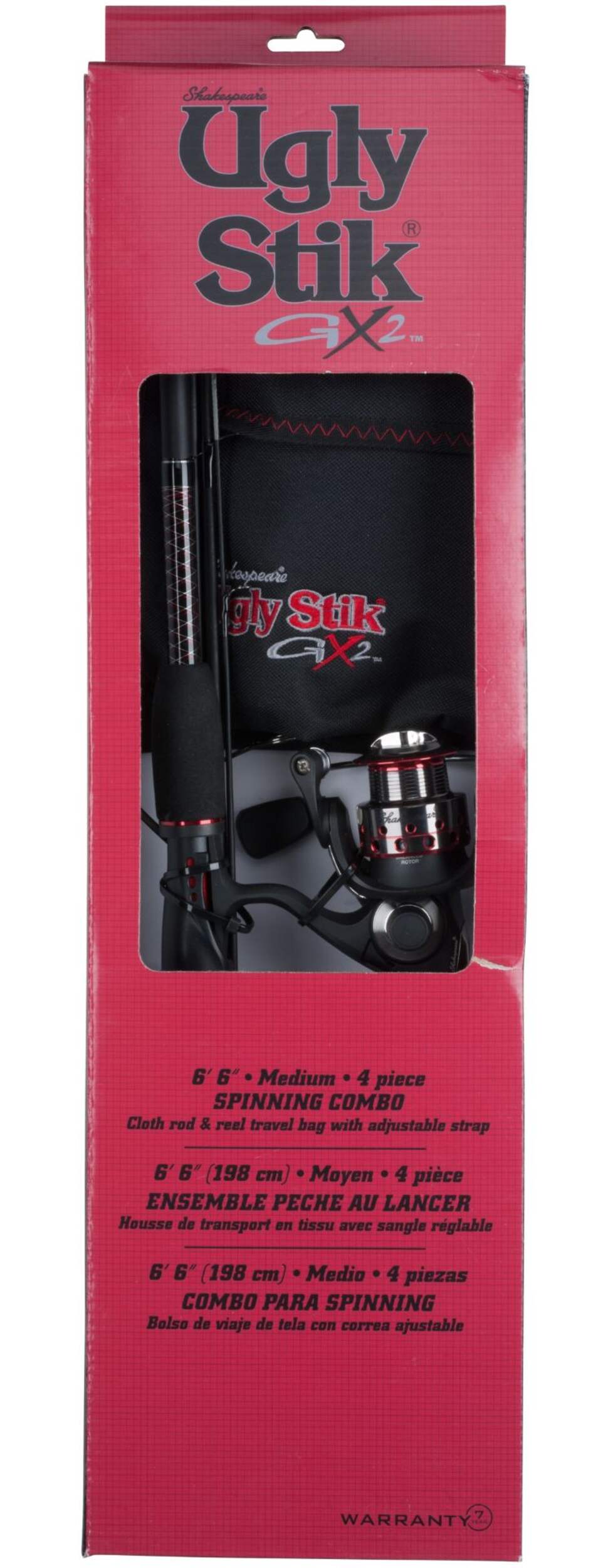 Shakespeare Ugly Stik Gx2 Travel Spinning Fishing Rod and Reel Combo, Medium, 6-ft Front_Flat