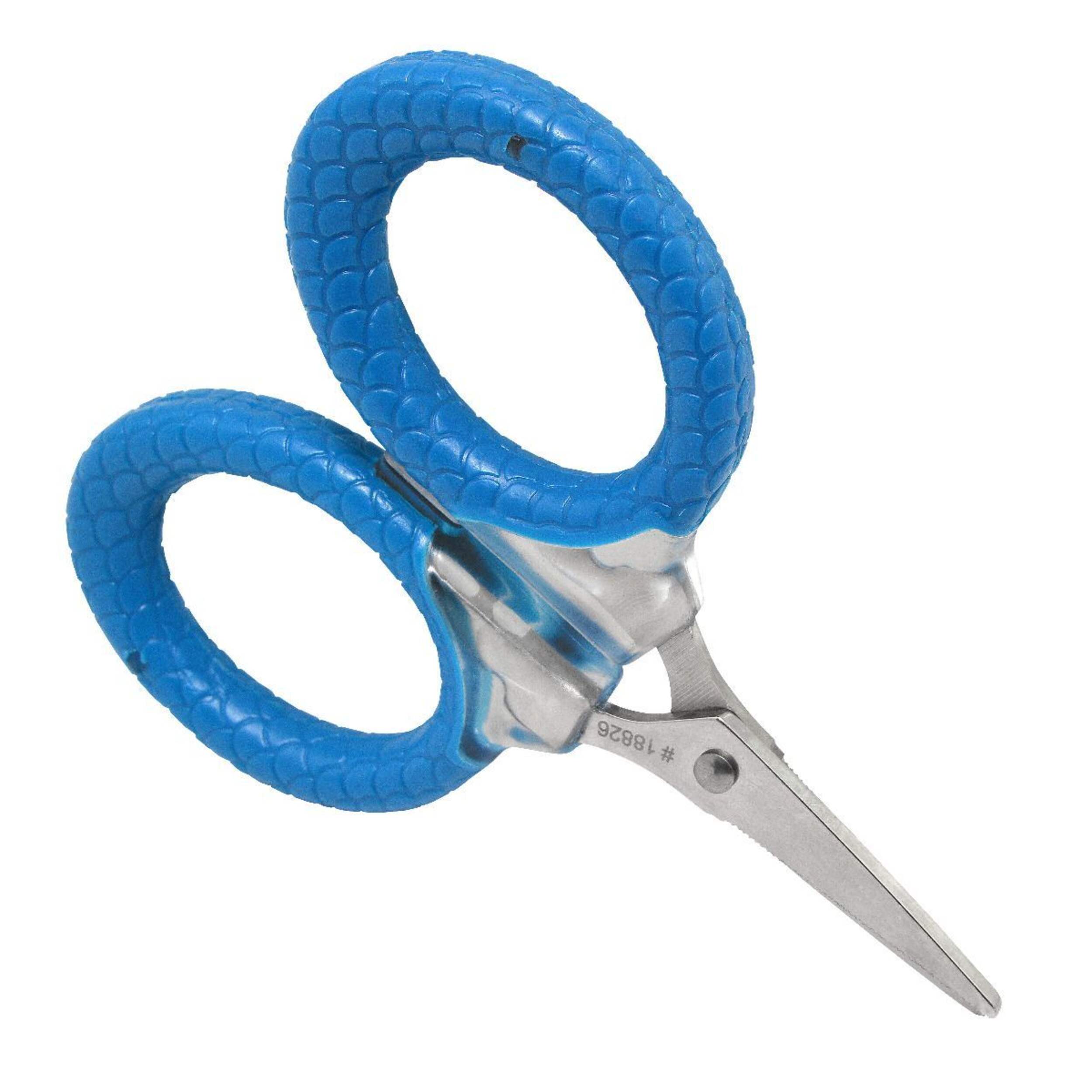 Cuda Titanium Bonded Braid & Mono Scissors, Corrosion Resistant, 3-in, Blue Front_Angled_Right