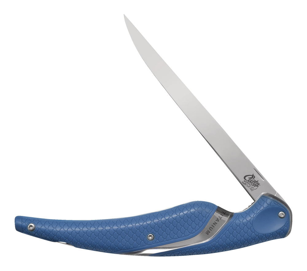Cuda Titanium Bonded Folding Fillet Knife, Corrosion Resistant, 6.5-in,  Blue