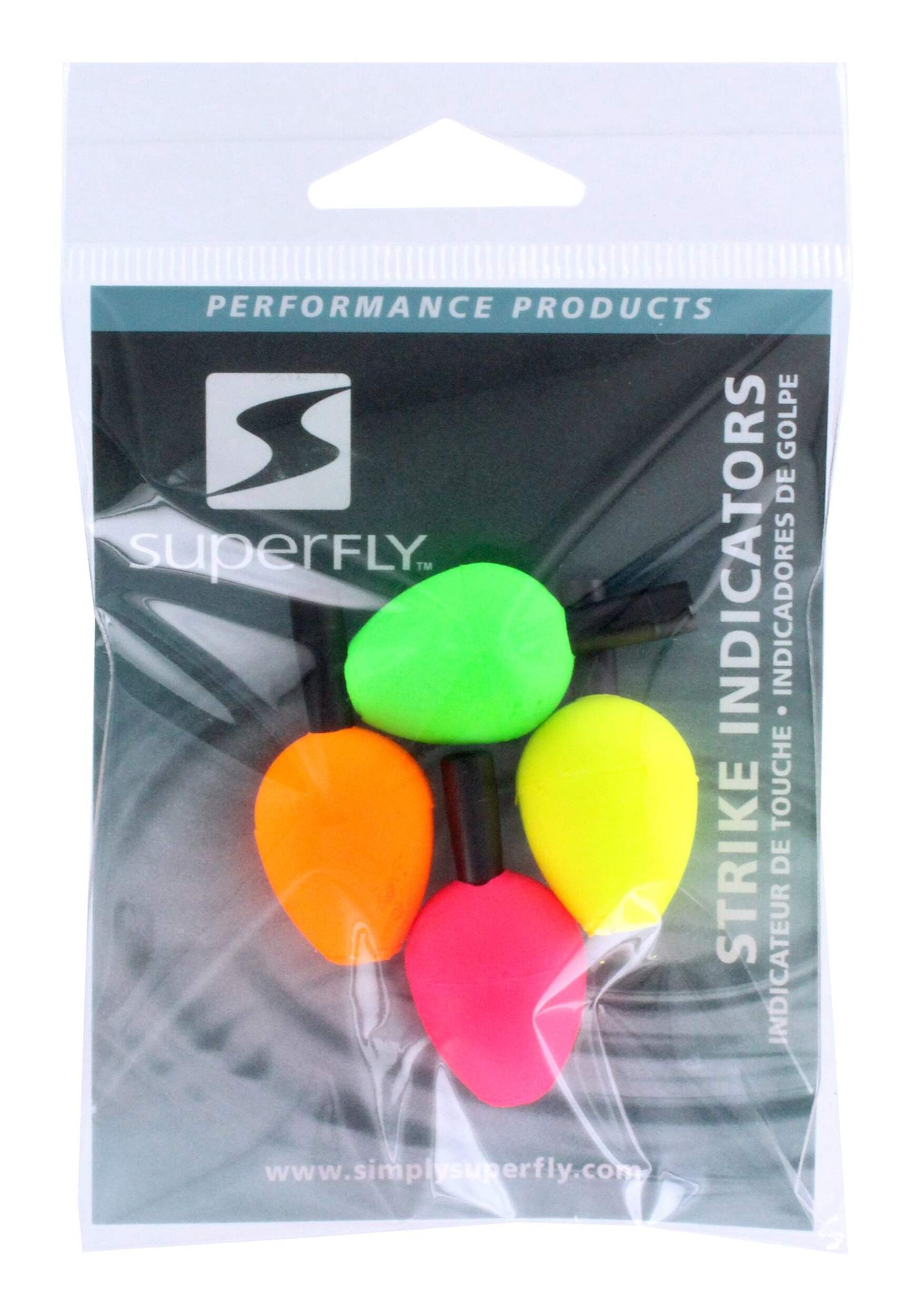Indicateurs Superfly, forme de poire, flottant, paq. 4, choix de couleurs Front_Flat