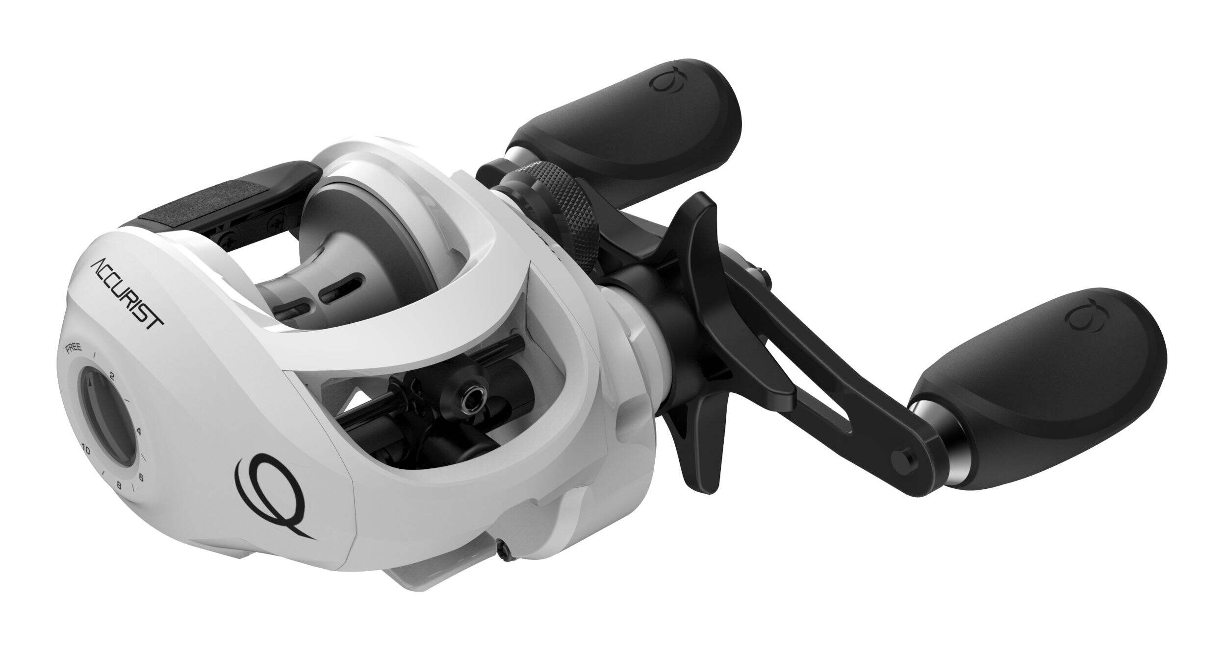 Quantum Accurist Baitcast Fishing Reel, Anti-Reverse, Left Hand Front_Angled_Right
