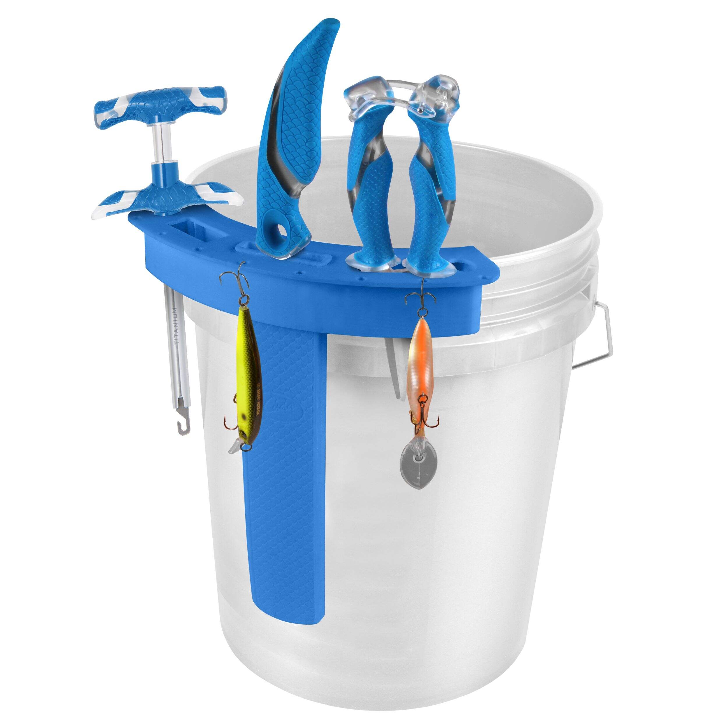 Cuda Bucket Fish Tackle Center for Organizing Anglers, Attachable Front_Three_Fourths_Angled_Left