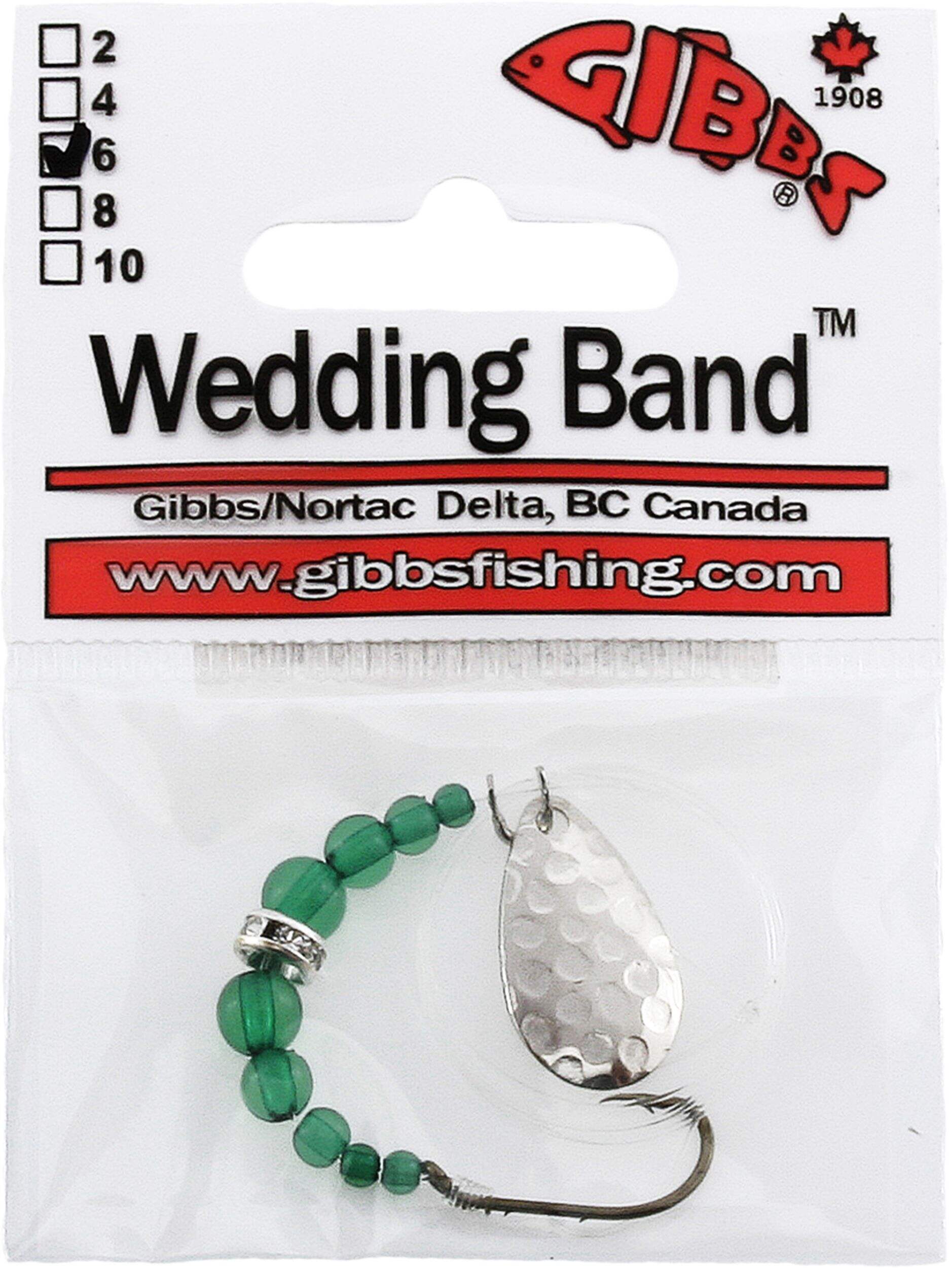 Gibbs Delta Wedding Band, #6, Emerald Green Bead Front_Flat