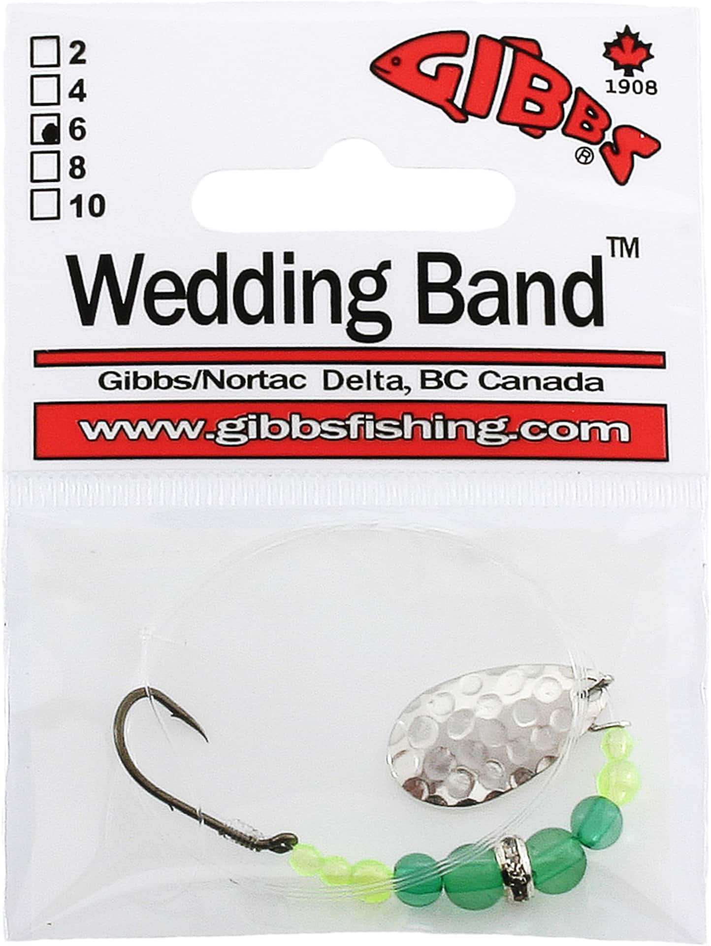 Gibbs Delta Wedding Band, #6, Single, Green Bead