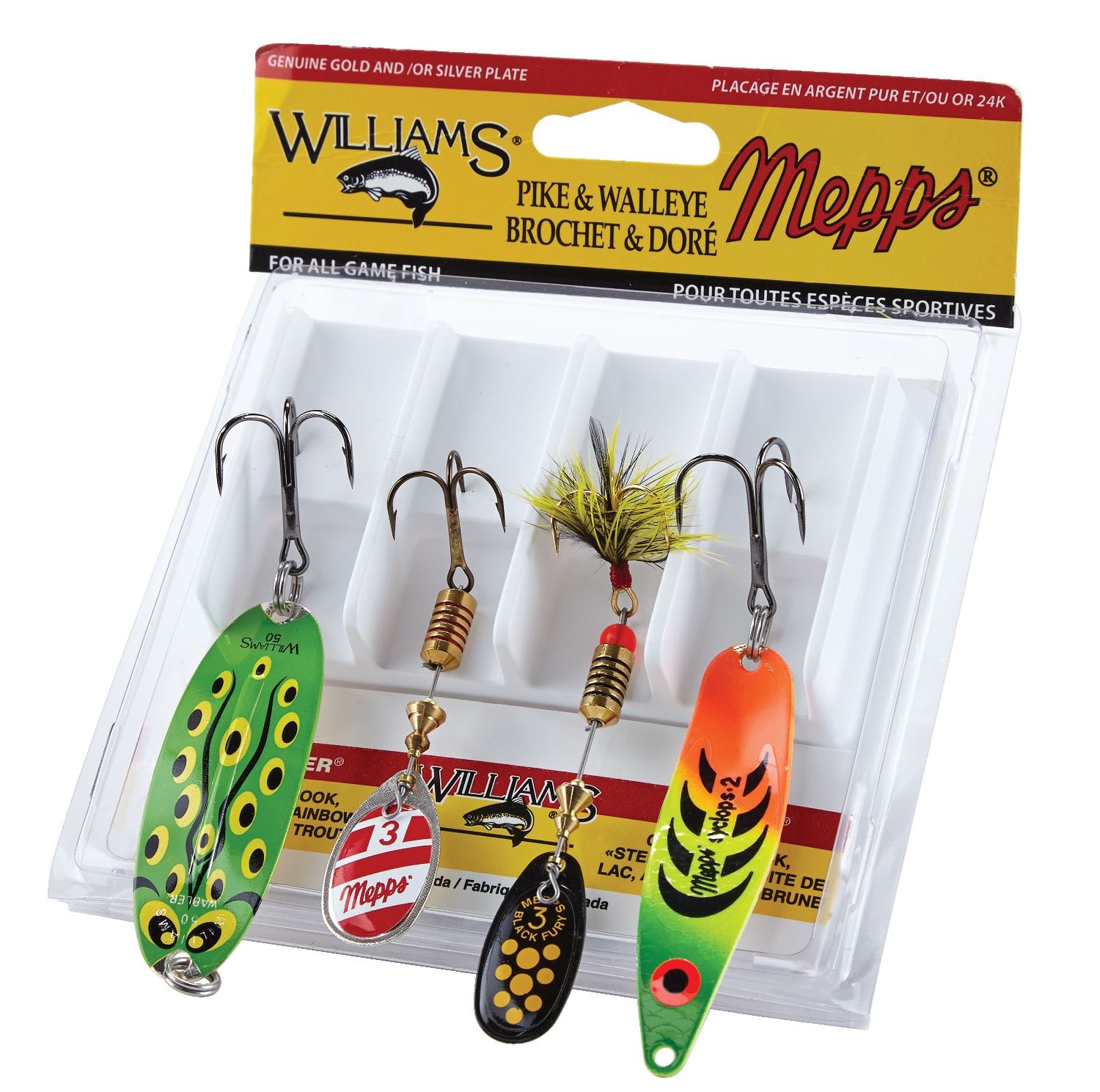 Mepps & Williams Mixed Pike & Walleye Lure Kit, 4-pk