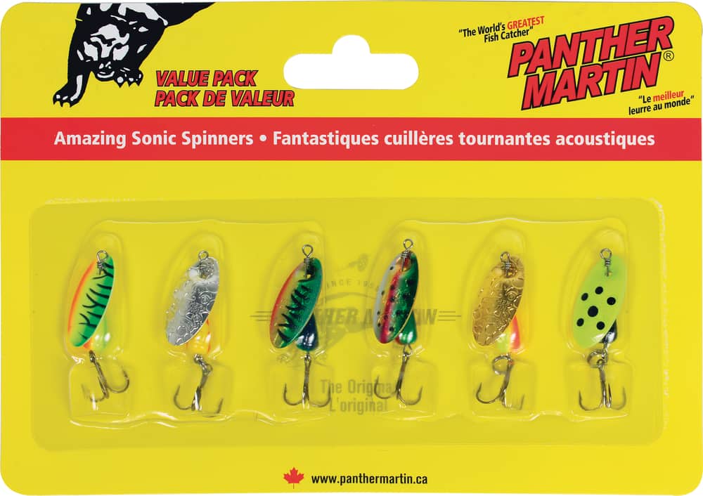 Panther Martin Deluxe Spinner with Fly, Treble Hook #4, 6-pk