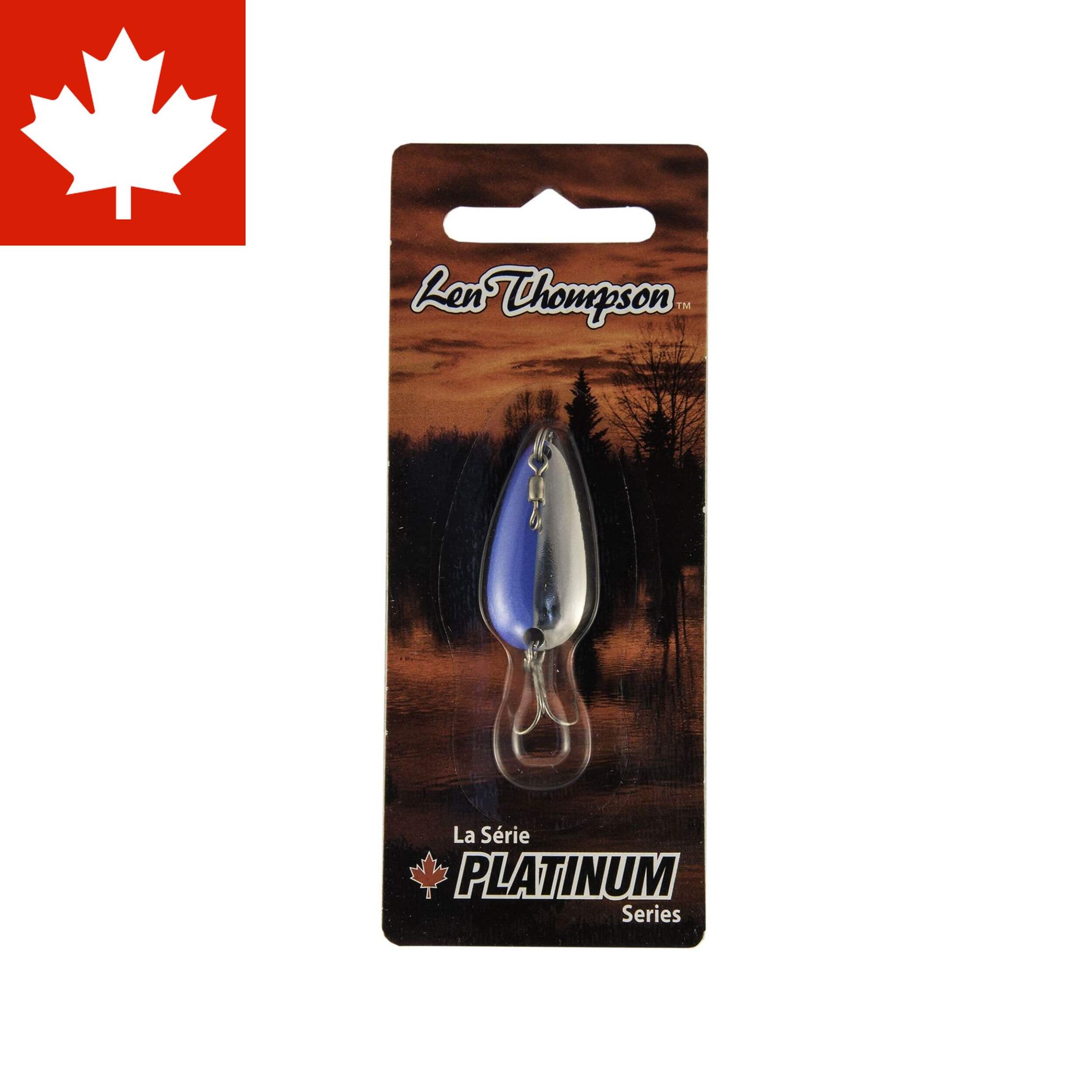 Cuiller Len Thompson de la série Platinum, bleu de nickel, 1-1/4 po Front_Flat