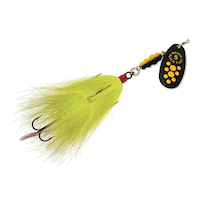 Leurre Mepps Aglia Tandem, points noirs et jaunes, 7/8 oz