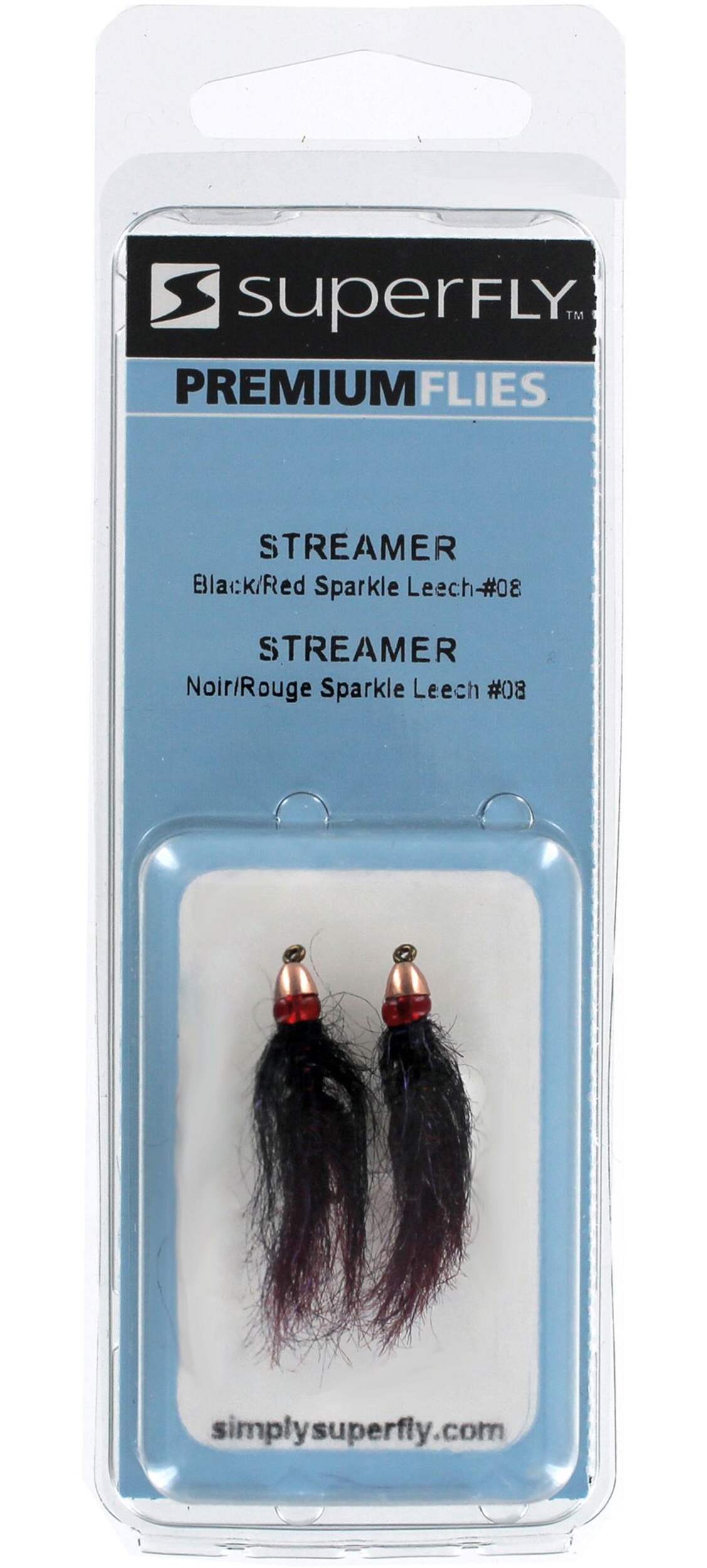 Mouche streamer SuperFly, sangsue, noir et rouge, nº&nbsp;08 Front_Flat