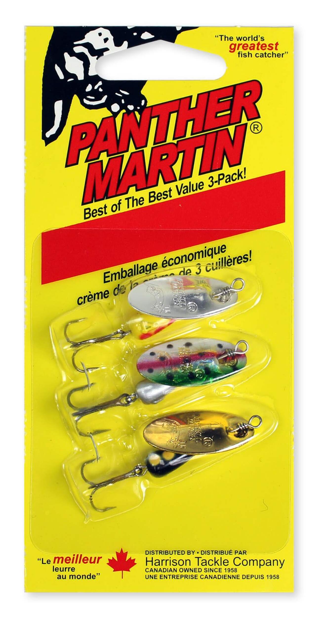 Cuillères tournantes Panther Martin pour truite de l'Ouest, hameçon triple, 1/4 oz, paq. 3 Front_Flat