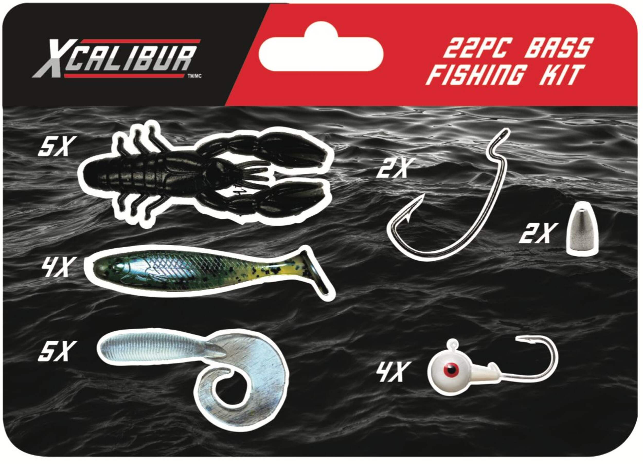 Xcalibur Bass Fishing Kit, 22-pk Front_Flat