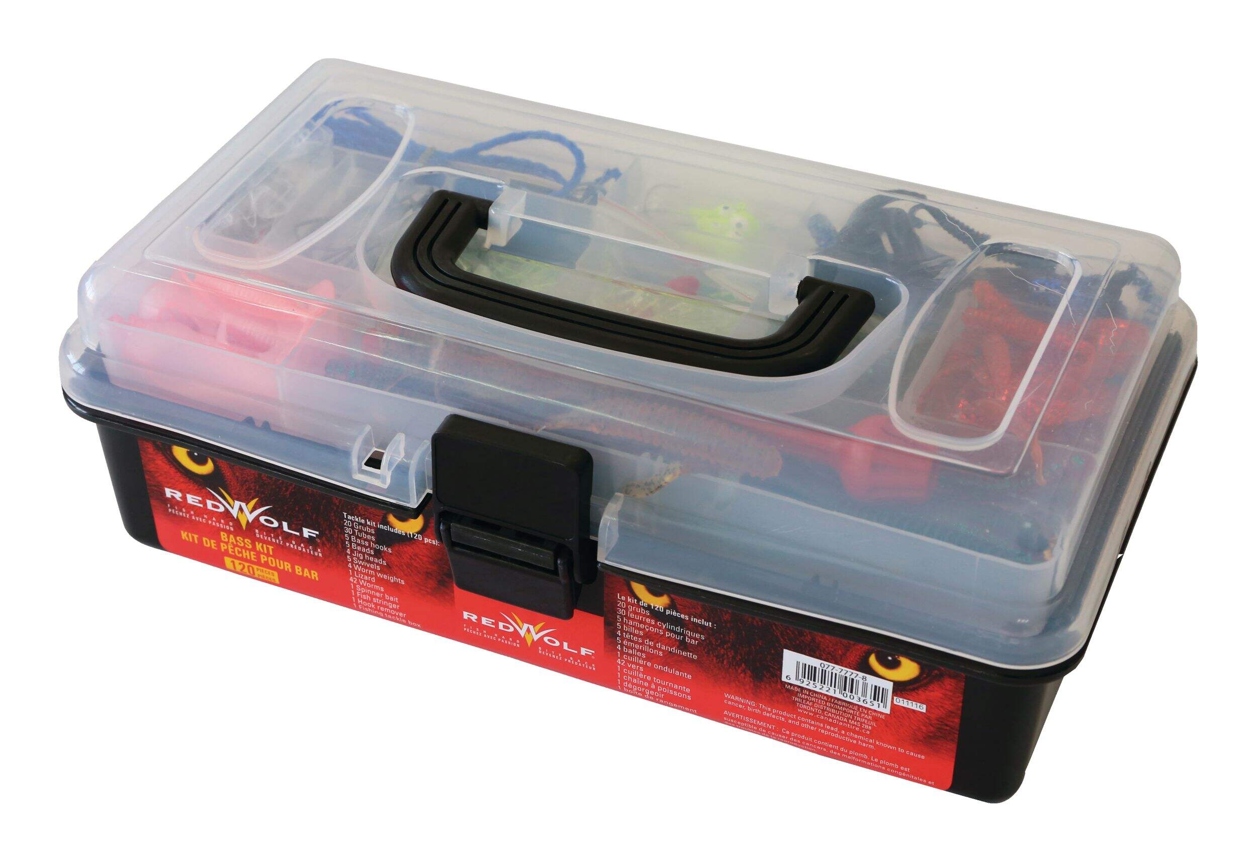 Red Wolf Bass Lure Kit, 120-pc Front_Angled_Left