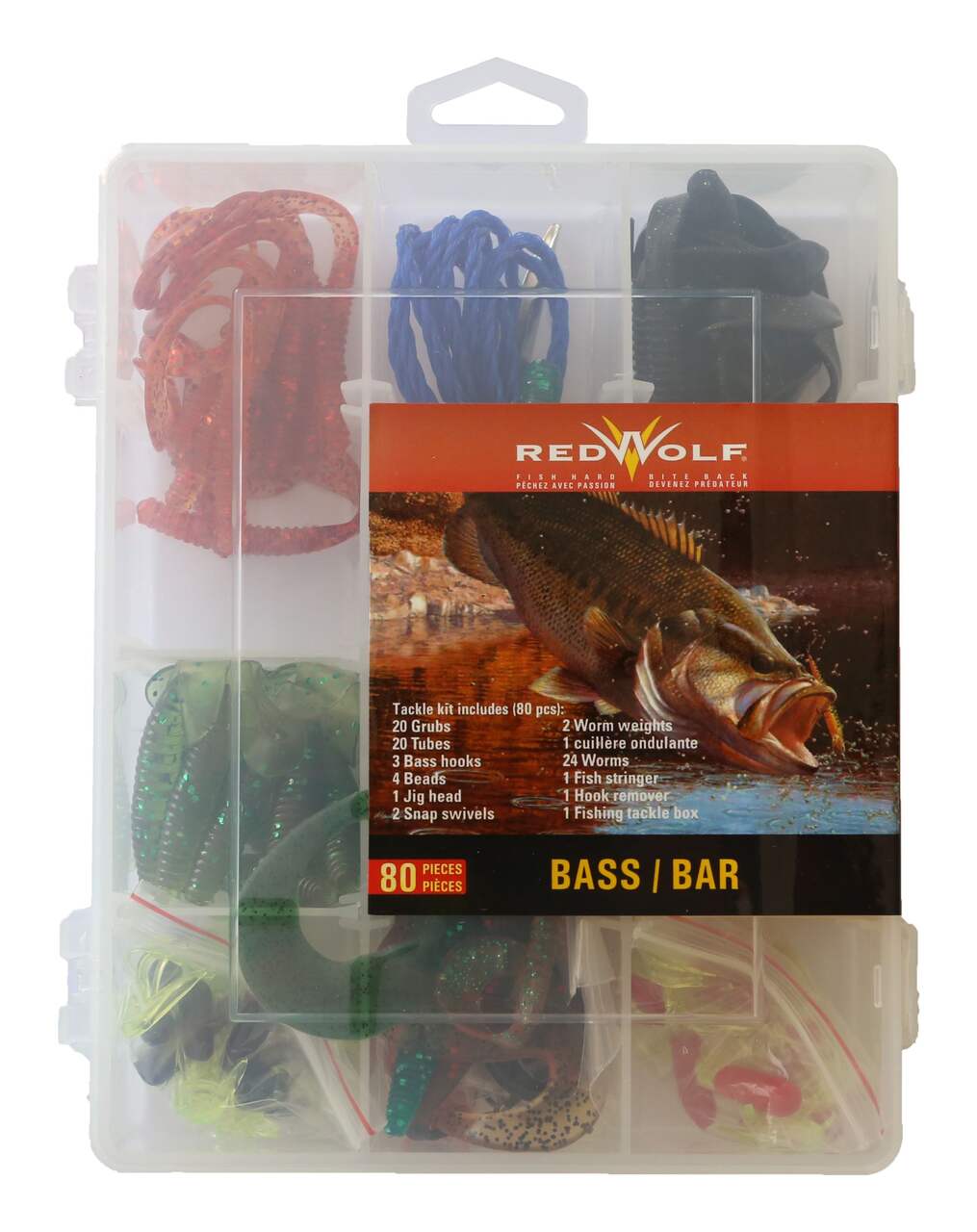 Red Wolf Bass Lure Kit, 80-pc