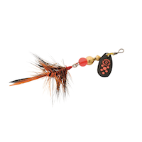 Mepps Black Fury with Dressed Siwash Hook, Fluorescent Red Side_Right